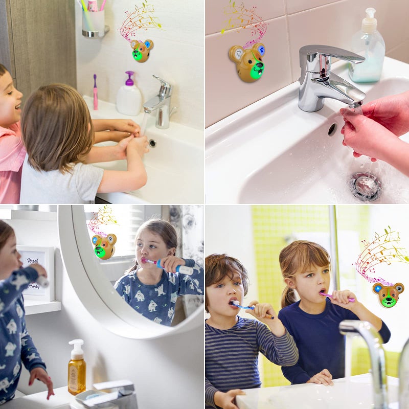 LUXSWAY Cute Animal Toothbrushing Timer with Musical Volume, 2 Minute Kid for Toothbrushing, 20 Seconds Wash Hand Training Games, Rechargeable Colored Led Light Visual Timer- Dog - Image 5